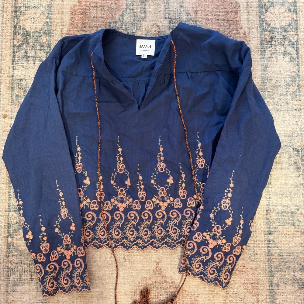 NWOT MISA Embroidered Blouse